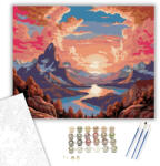  Naplemente a Hegyek Felett - számfestő készlet - 40×50 cm (Keretre feszítve)