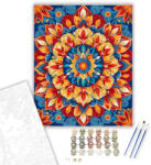  Tüzes Mandala Élénk Színkombinációval - számfestő készlet - 40×50 cm (Keretre feszítve)