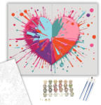  Színpompás Szívrobbanás - számfestő készlet - 40×50 cm (Keretre feszítve)