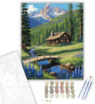  Hegyi Kunyhó és Lila Lupinek - számfestő készlet - 40×50 cm (Keretre feszítve)