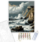 Számfestő Viharos Tenger és Sziklás Part - számfestő készlet - 40×50 cm (Keretre feszítve) (crea5608-40X50-KF)