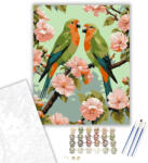 Számfestő Szerelmes Madárpár Virágzó Ágon - számfestő készlet - 40×50 cm (Keretre feszítve) (crea5955-40X50-KF)