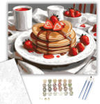  Valentin-napi Reggeli Szív Alakú Palacsintával - számfestő készlet - 40×50 cm (Keretre feszítve)