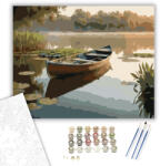 Számfestő Csendes Tóparti Csónak - számfestő készlet - 40×50 cm (Keretre feszítve) (crea6096-40X50-KF)