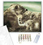  Oroszlán család - számfestő készlet - 40×50 cm (Keretre feszítve)
