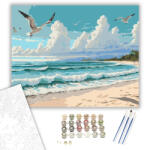 Türkiz Óceán és Fehér Homokos Part - számfestő készlet - 40×50 cm (Keretre feszítve)
