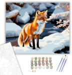  Rókás Téli Táj - számfestő készlet - 40×50 cm (Keretre feszítve)