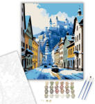  Téli Városi Harmónia - számfestő készlet - 40×50 cm (Keretre feszítve)