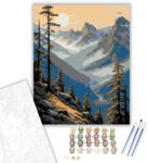  Napkelte a Hegyekben - számfestő készlet - 40×50 cm (Keretre feszítve)