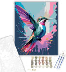  Neon Kolibri Absztrakt Színekben - számfestő készlet - 40×50 cm (Keretre feszítve)