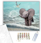 Számfestő Játékos elefánt - számfestő készlet - 40×50 cm (Keretre feszítve) (crea415-40X50-KF)