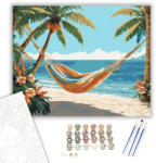  Trópusi Függőágy Pálmafák Között - számfestő készlet - 40×50 cm (Keretre feszítve)