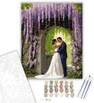  Szerelmespár Lilaakác Alatt - számfestő készlet - 40×50 cm (Keretre feszítve)