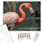  Flamingó Közeli Pillantás a Vízparton - számfestő készlet - 80×100 cm (Keret nélkül)