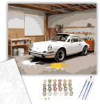  Fehér Klasszikus Porsche a Műhelyben - számfestő készlet - 60×70 cm (Keret nélkül)