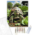 Számfestő Mosolygó Teknős a Kertben - számfestő készlet - 40×50 cm (Keretre feszítve) (crea6024-40X50-KF)