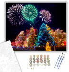  Karácsonyi tüzijáték - számfestő készlet - 40×50 cm (Keretre feszítve)