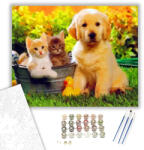 Foto a kertben - számfestő készlet - 40×50 cm (Keretre feszítve)