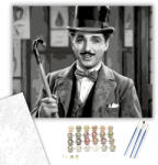  Charlie Chaplin Portré - számfestő készlet - 40×50 cm (Keretre feszítve)