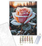  Fagyos Rózsa Hajnalban - számfestő készlet - 40×50 cm (Keretre feszítve)