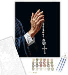  Imádkozó Kezek Rózsafüzérrel - számfestő készlet - 40×50 cm (Keretre feszítve)