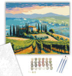 Számfestő Toszkán Dombok és Villa - számfestő készlet - 40×50 cm (Keretre feszítve) (crea6875-40X50-KF)