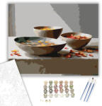  Kerámia Tálak Lebegő Virágszirmokkal - számfestő készlet - 40×50 cm (Keretre feszítve)