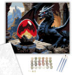  Fekete Sárkány és Kristálytojás - számfestő készlet - 40×50 cm (Keretre feszítve)