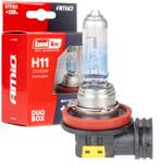 AMiO Bec Halogen H11, 12V 55W, +135% lumina, set Duo, performanta noapte (04408)