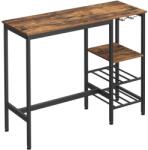 LEOBERT Masa pentru bucatarie/living/bar, Artool, inalta, pal, otel, cu suport pahare si sticle, 3 rafturi, maro rustic, 110x40x90 cm (2425_1)