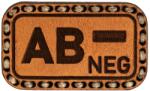TigerWood Patch - emblemă din piele Tigerwood cu grupa sanguină AB- Light Brown