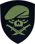 TM Patch - emblemă Beret Skull 65 x 80 mm - Green