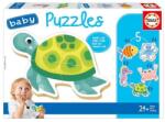 Educa 5 az 1-ben Baby sziluett puzzle (3, 4, 5 db-os) - Tengeri állatok (19951) (19951)