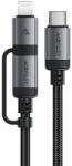 ACEFAST - Adatkábel (C20-01) - USB-C Type-C-hez, Lightning, 60W, Gyors töltés, Hajlításálló, MFi Tanúsítvánnyal, 1.2m - Fekete