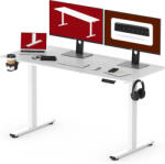 SANODESK Elektromos magasságállítható íróasztal 140 x 60 cm memóriafunkciós vezérléssel, fehér (sano-140-white)