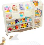  Játéktároló állvány, 4 nagy és 8 kis kosár, könnyen összeszerelhető, FEHÉR