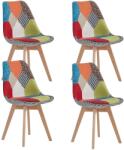  Étkezőszékek, színes patchwork design, párnázott ülés, piros