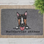  Bullterrier kutyás lábtörlő szürke háttérrel (60 x 40 x 0, 2 cm)