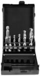 TOYA 7részes HSS kombinált gépi fúró-menetfúró készlet, bit befogású, (M3-M4-M5-M6-M8-M10) fémkazettában (P-YT-44849)