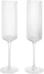 Ferm Living Pahare de șampanie Ripple Flutes, transparente, 2 buc (1104271423) Pahar