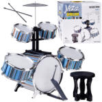 Inlea4Fun Játék dobfelszerelés székkel THE MUSIC WORLD Jazz Drum - Kék (JO-IN0182)