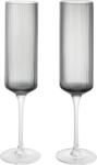 Ferm Living Pahare de șampanie Ripple Flutes, gri fumuriu, 2 buc (1104271424) Pahar