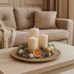 Altom Design Arany/szürke színű karácsonyi kerek dekortálca - 32, 5 cm (IMO-ALT-01080181085-48612)