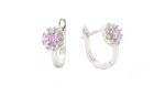 Ezüst baba fülbevaló franciakapcsos rózsaszín fehér kövekkel