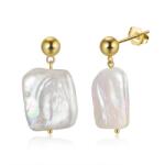 BeSpecial Cercei argint 925 placati cu aur 14K cu perle naturale (ERR52)