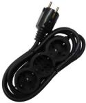  Prelungitor cauciucat bachelita 3cai 2m 3x1.5mm2 negru (M-13420)