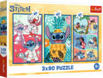 Trefl Puzzle Lumea lui Stitch 3în1 Stitch 3x80 piese Puzzle