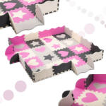 KIK Puzzle contrastante din spumă cu forme și margine, 36 piese, gri/roz Puzzle