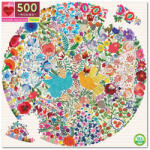 eeBoo Puzzle rotund Păsăruică albastră și galbenă 500 piese Puzzle