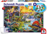Schmidt Spiele Puzzle Dinozauri 60 piese + cadou (figurine dinozauri) Puzzle